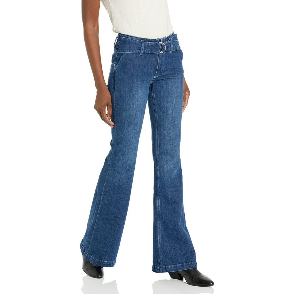 7354 Women's Genevieve Folded Waistband High Rise Flare Self Belt